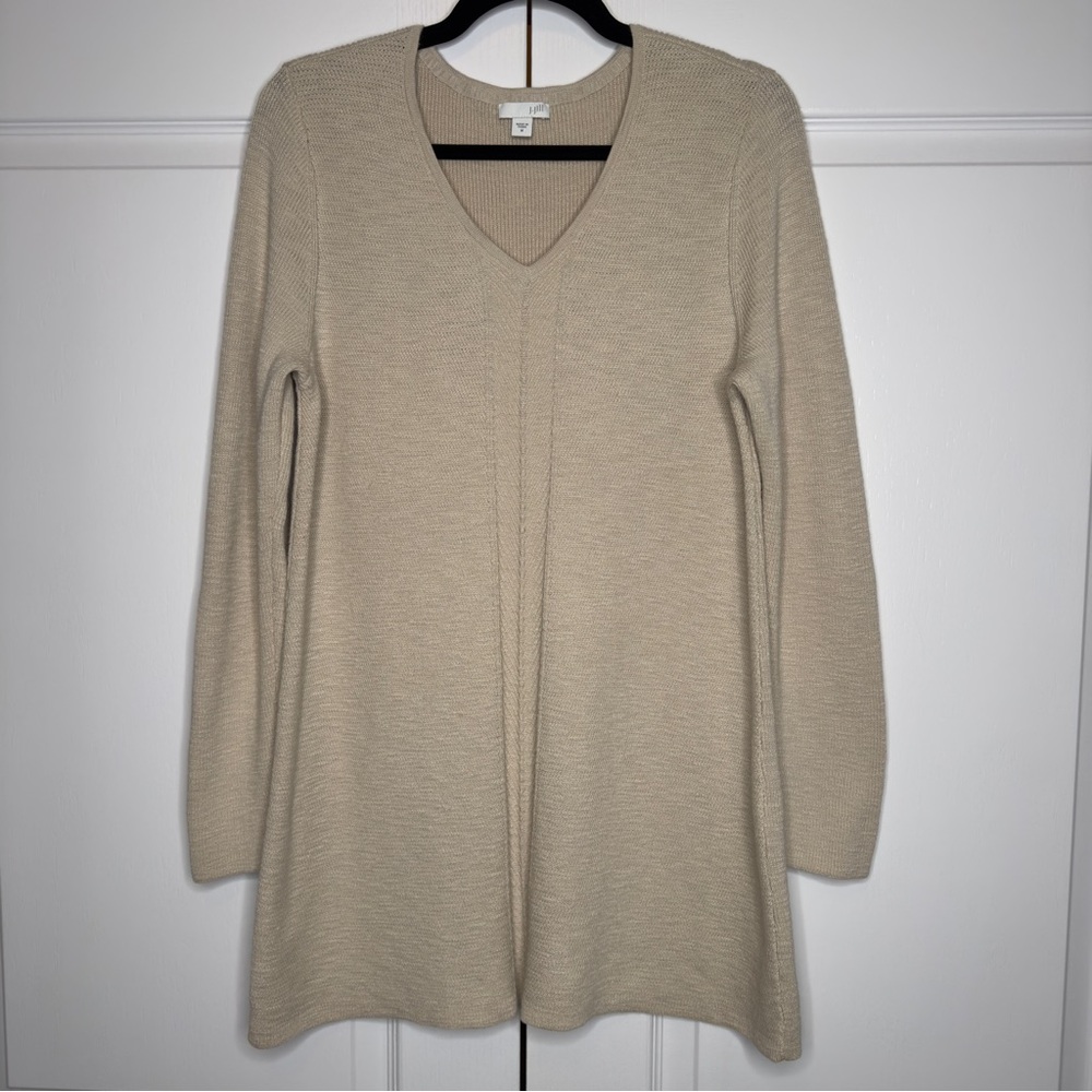 J. J. Jill Beige Cotton Blend V-Neck Sweater‎ Dress Women’s Medium
